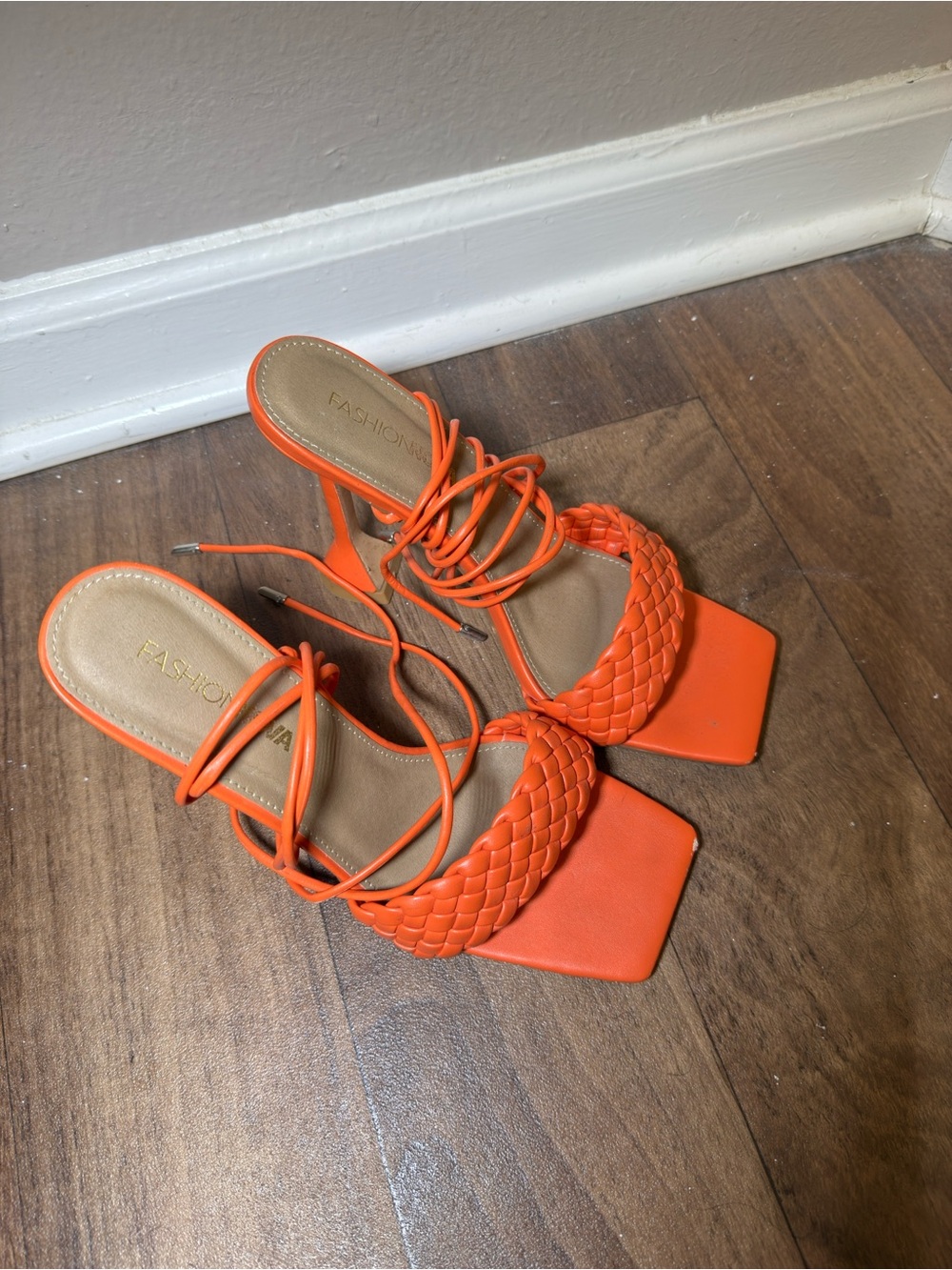 Quilted lace up square toe heel